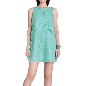 A8 NWT BCBG MAXAZRIA Amelie Lt Aqua Lace Flounce Layer Top Dress Size XXS $230